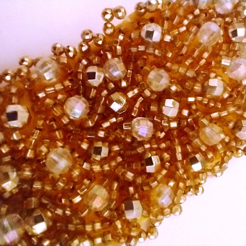Handmade Gold Beaded Belt Vintage Ice Show Costume Accessory Fabric Back